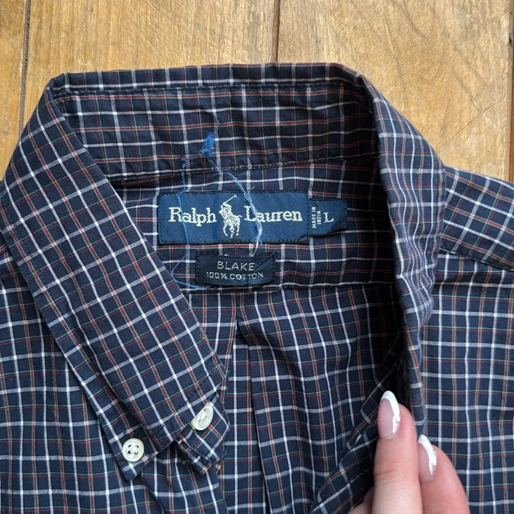 Ralph Lauren Men's Navy Checkered Blake Shirt Large - Picture 2 of 3
